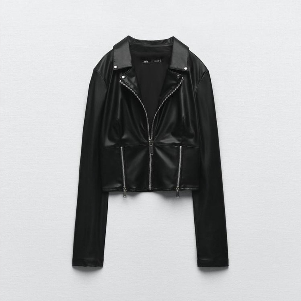 Faux Leather Zippered Top